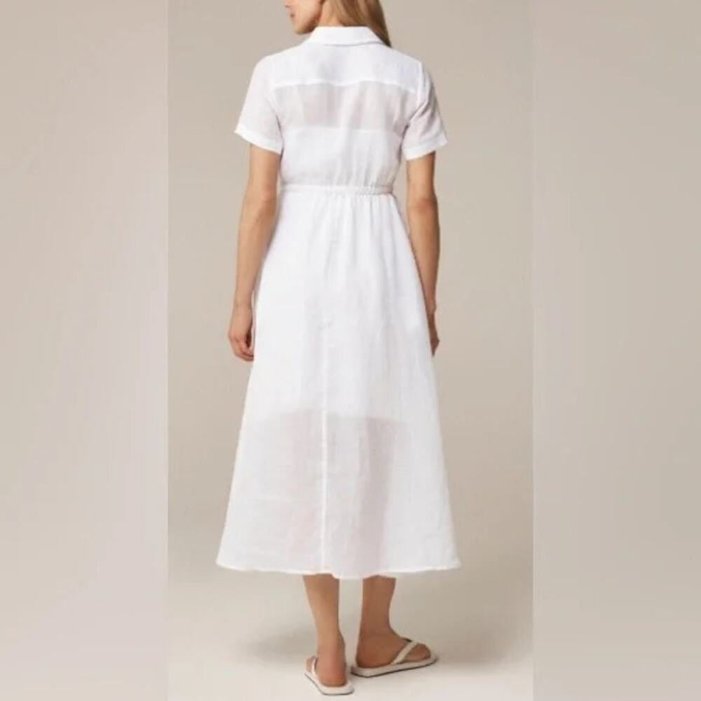 J.Crew Cerise Midi shirt-dress in ramie White Size 10 NWT Old Money Quiet Luxury - Picture 2 of 7